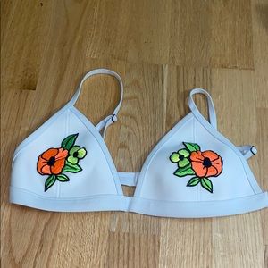 Triangl Swimwear White Bikini Top with Flowers